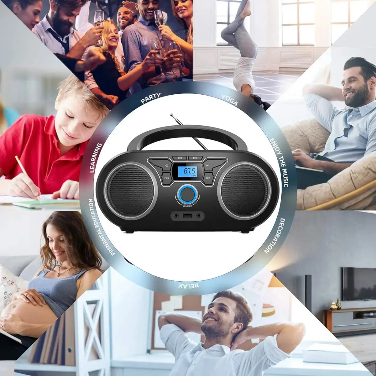 Reproductor Portátil Wiithink Bluetooth / Radio FM / CD / USB – Negro