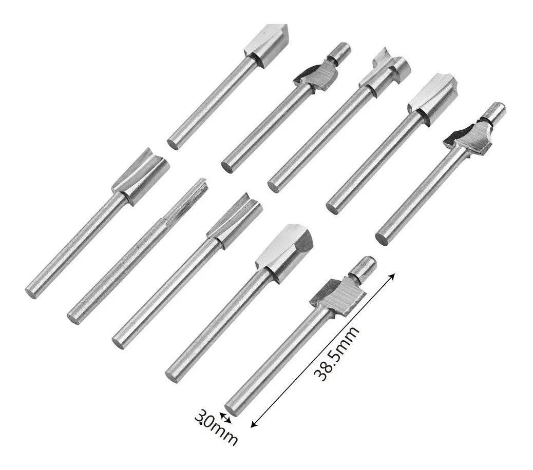 10 Fresas Caladoras Madera Aluminio Pvc Multipro Tipo Dremel