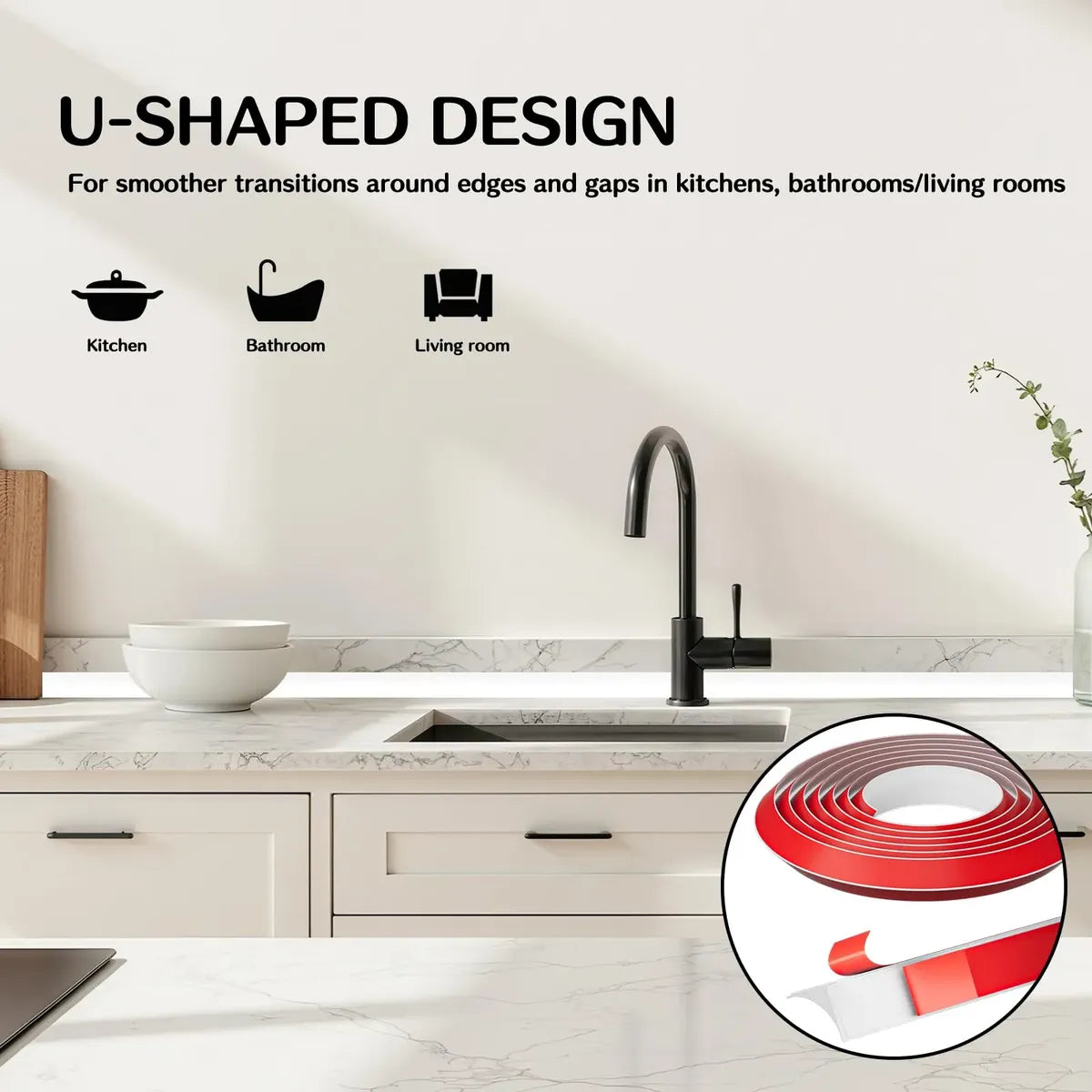 Moldura Flexible Quarter Round Autoadhesiva – Terminación Peel & Stick
