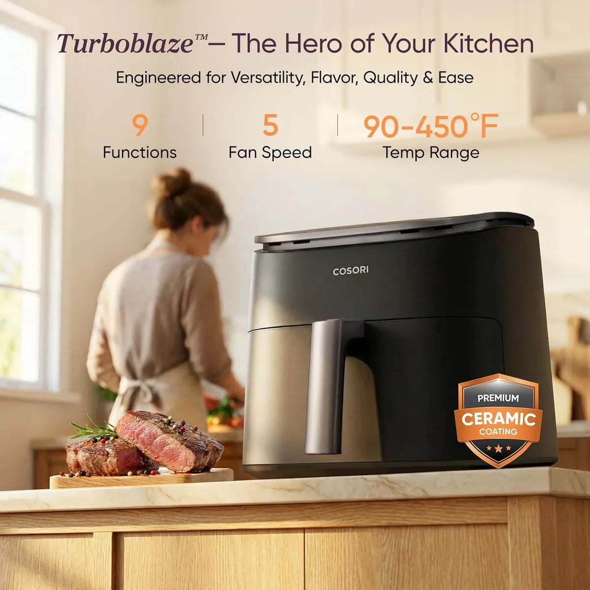 COSORI TurboBlaze CAF-DC601 Freidora de Aire 6 QT 9 en 1 120V