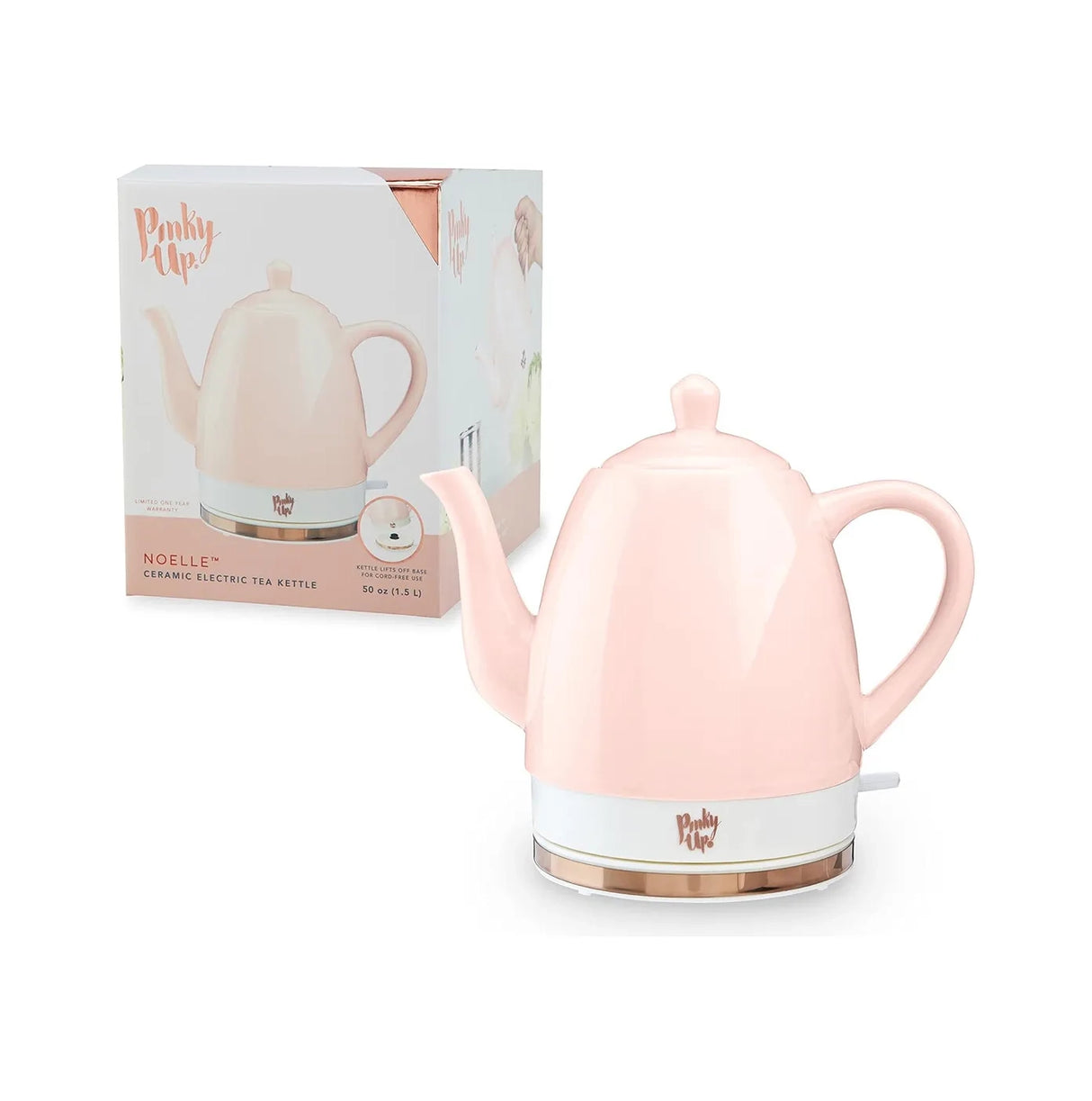 Pinky Up Noelle - Hervidor Eléctrico De Cerámica Con Cuello Color Rosado