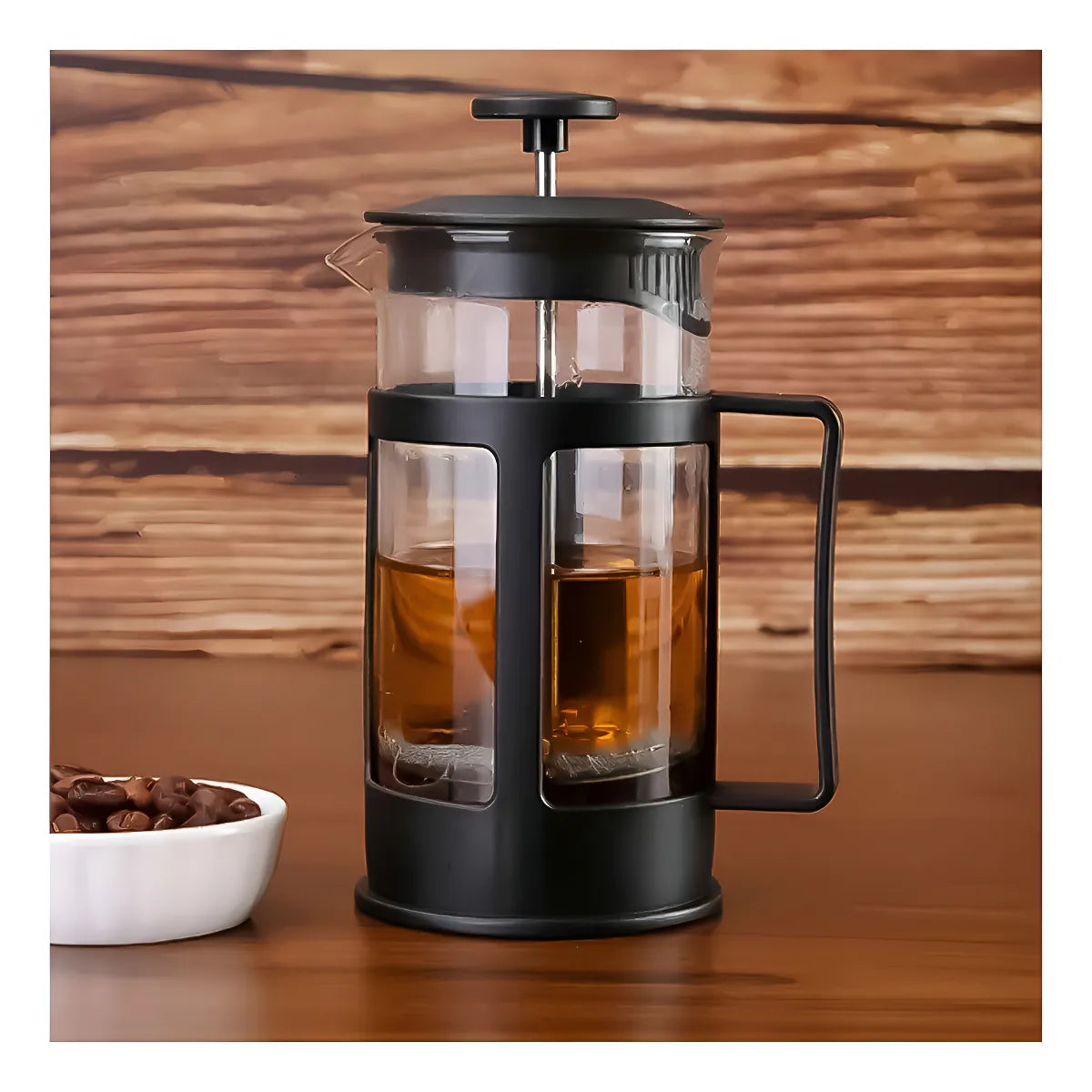 Prensa Francesa Cafetera Manual 600 Ml Glass Cafetiere Color Negro