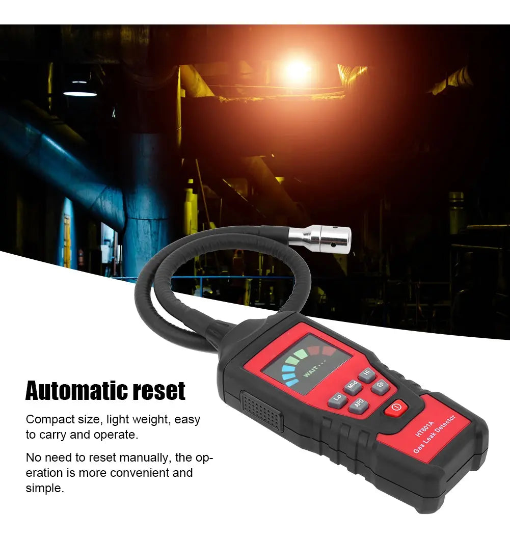 Detector Portátil de Fugas de Gas Combustible HT601A con Sonda Flexible y Alarma LED