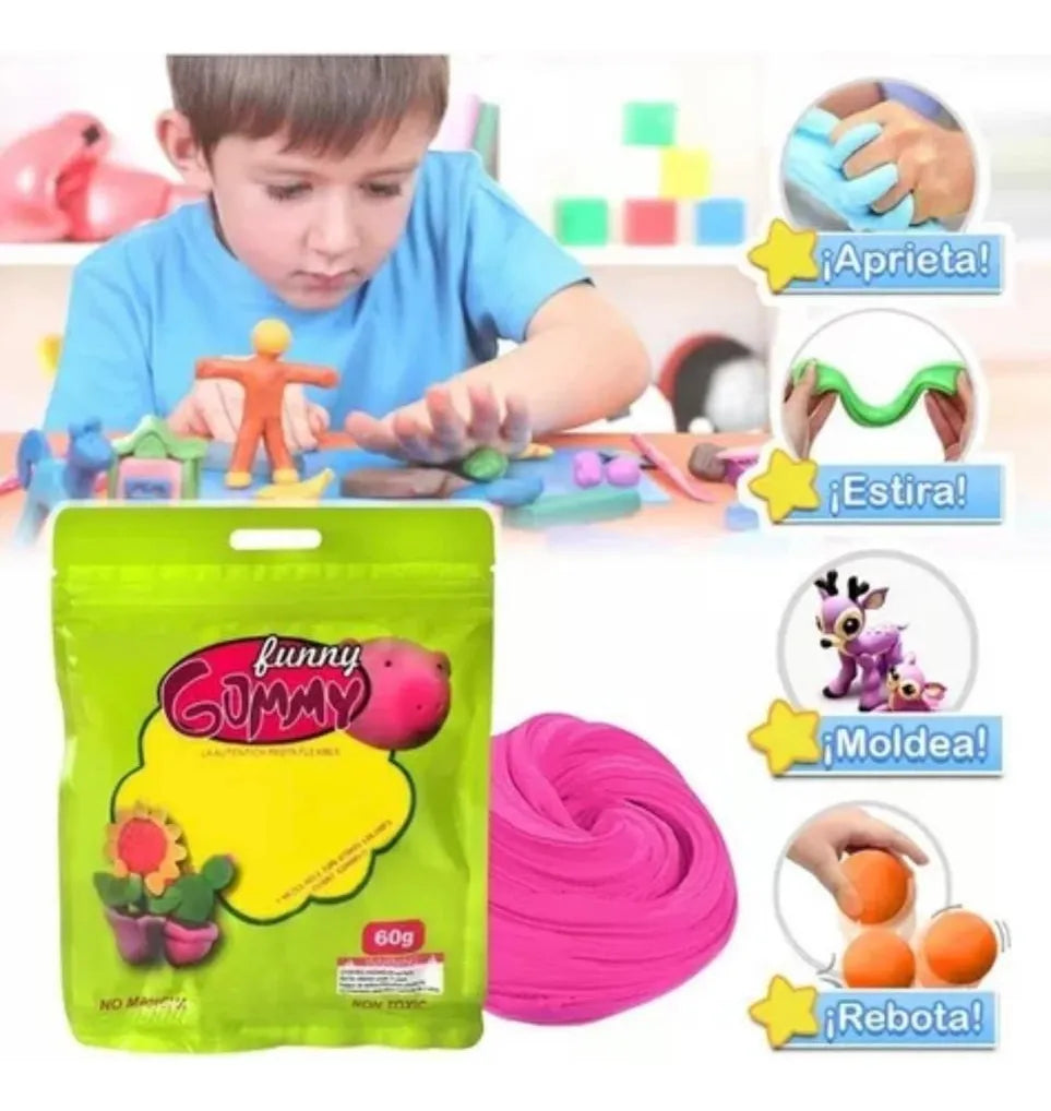 Pack 36 Masas Funny Slime Goma Eva Flexible No Toxico