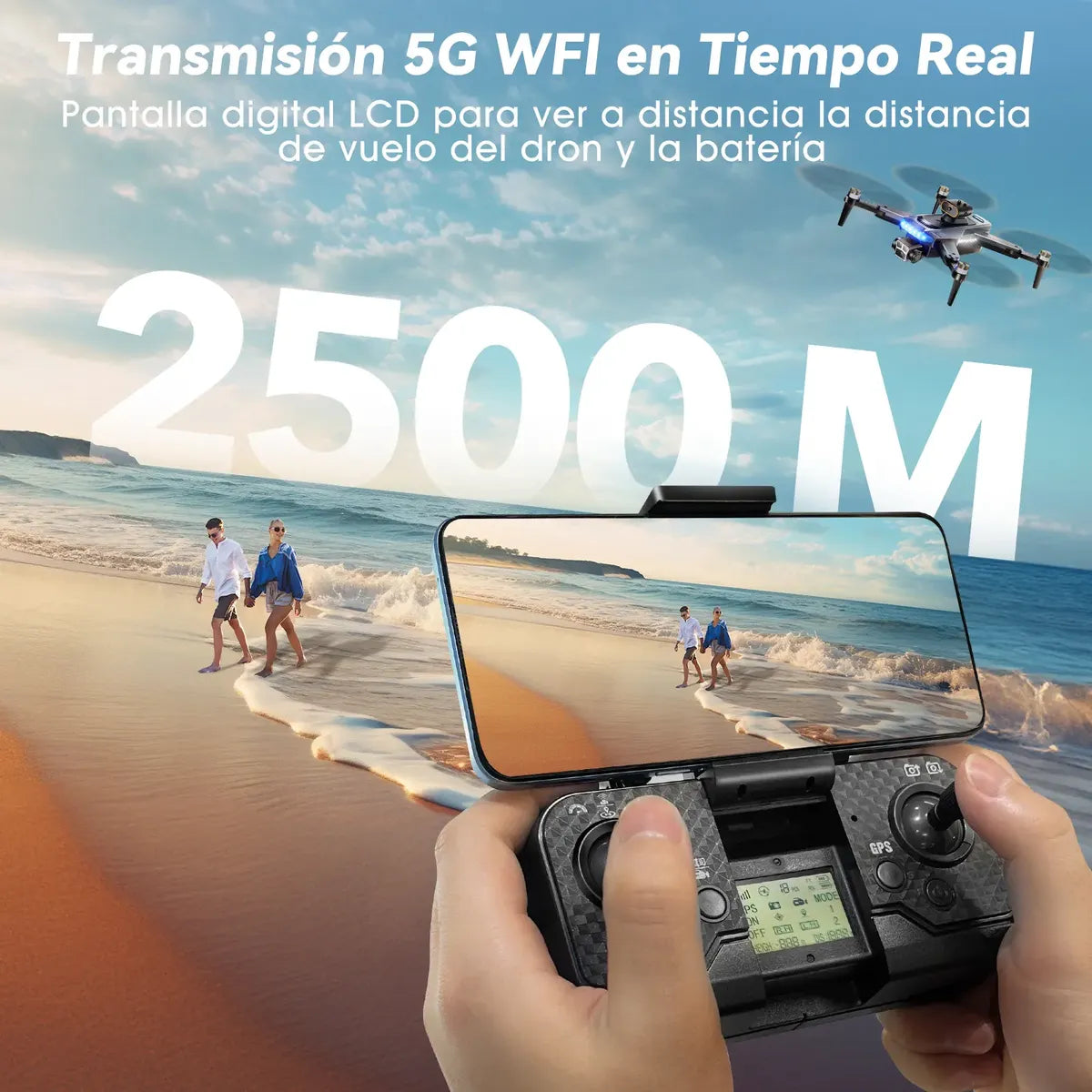 Dron 4k Con Tres Cámara Hd Profesional Gps 5ghz 3 Baterías