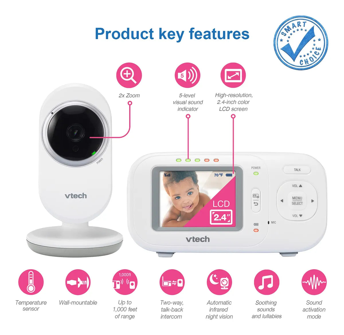 Monitor De Vídeo Para Bebés Vtech Vm320, Visión Nocturna