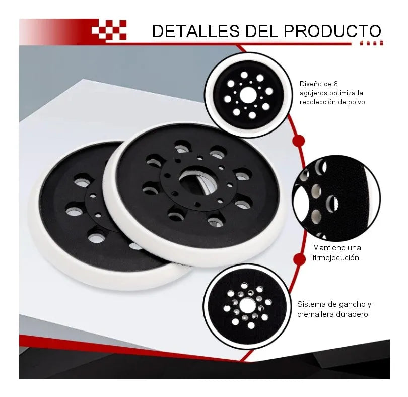 2 Plato Base Lijadora Velcro Compatible Para Bosch Gex125 Negro