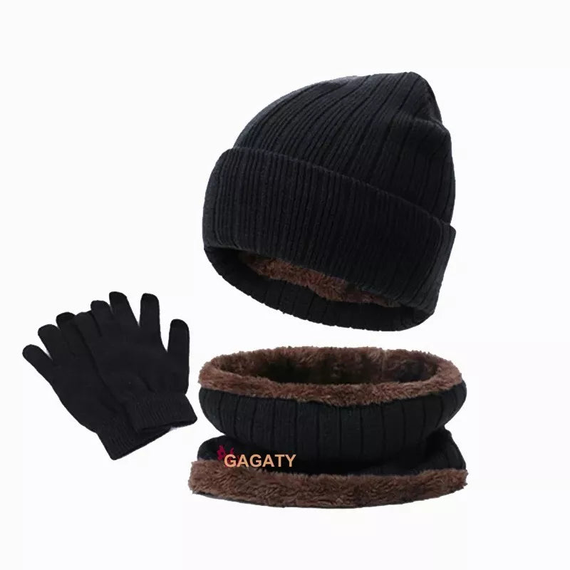 Bufanda+gorro+guantes Unisex Para Invierno,suave Y Cálido
