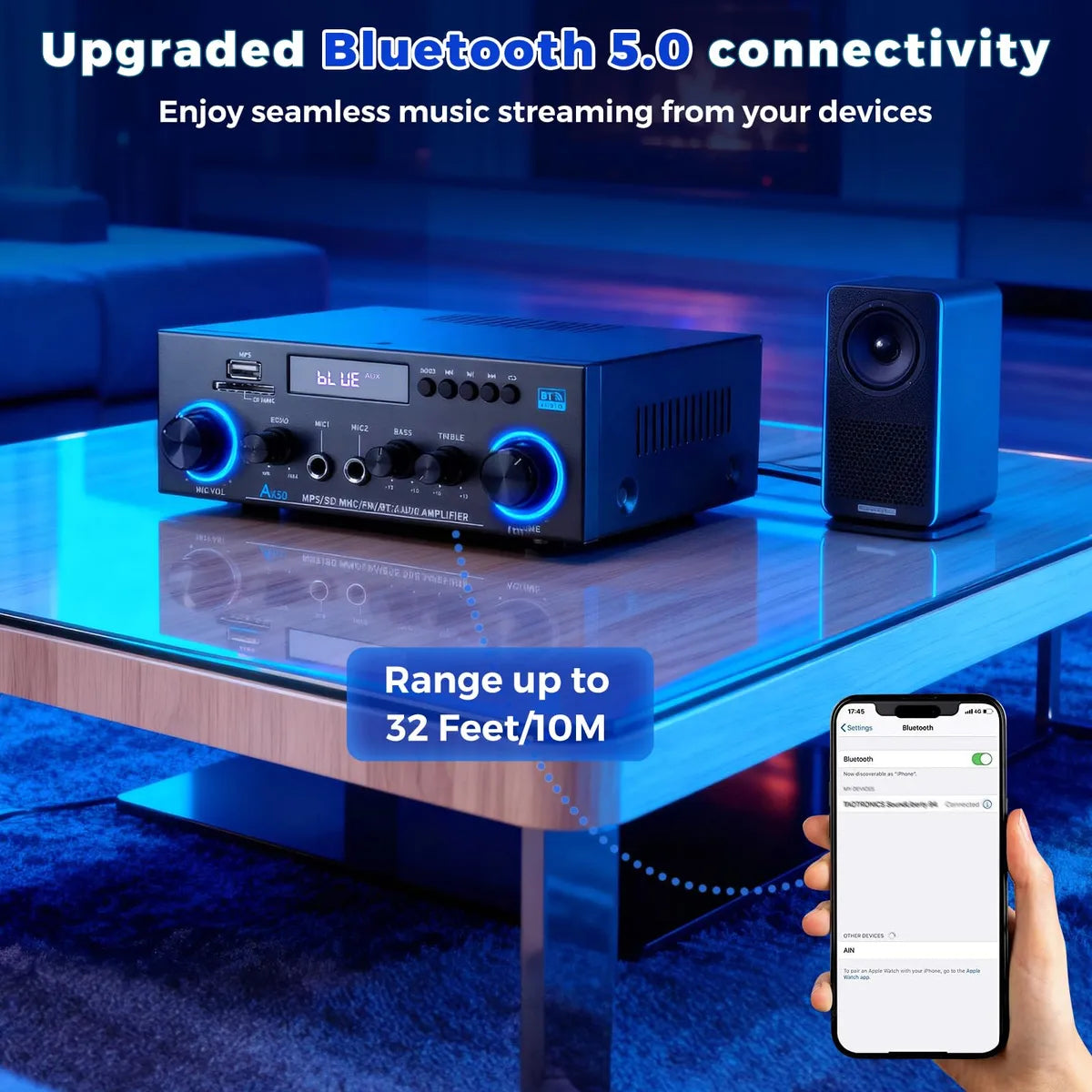 Amplificador De Audio Romicta Ak50 400w Bluetooth 5.0