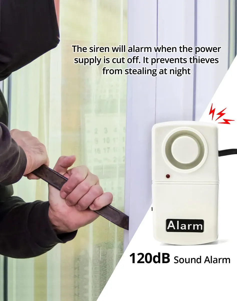 Alarma de Corte de Energía QWORK 120 dB con Indicador LED – Pack de 2