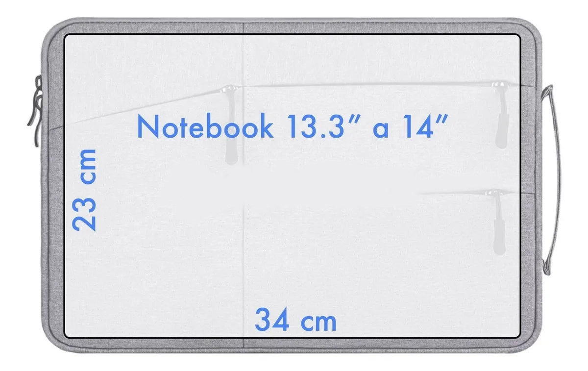 Funda Para Notebook 13 A 14 Con Bolsillos Cierres Y Asa