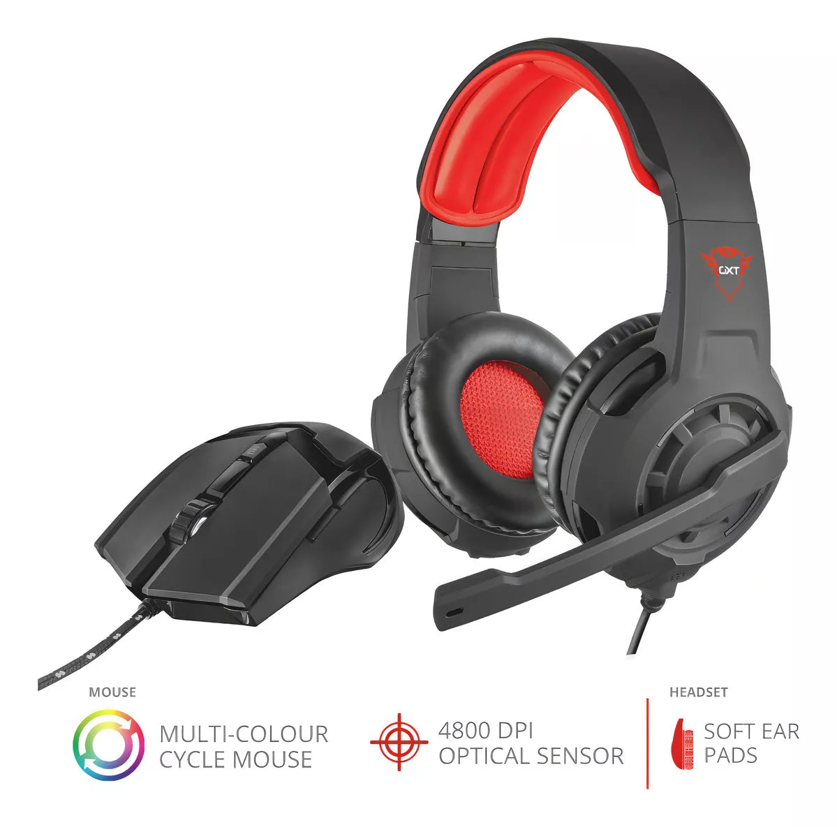Audífonos y mousse Gamer Trust Gxt 784 Negro
