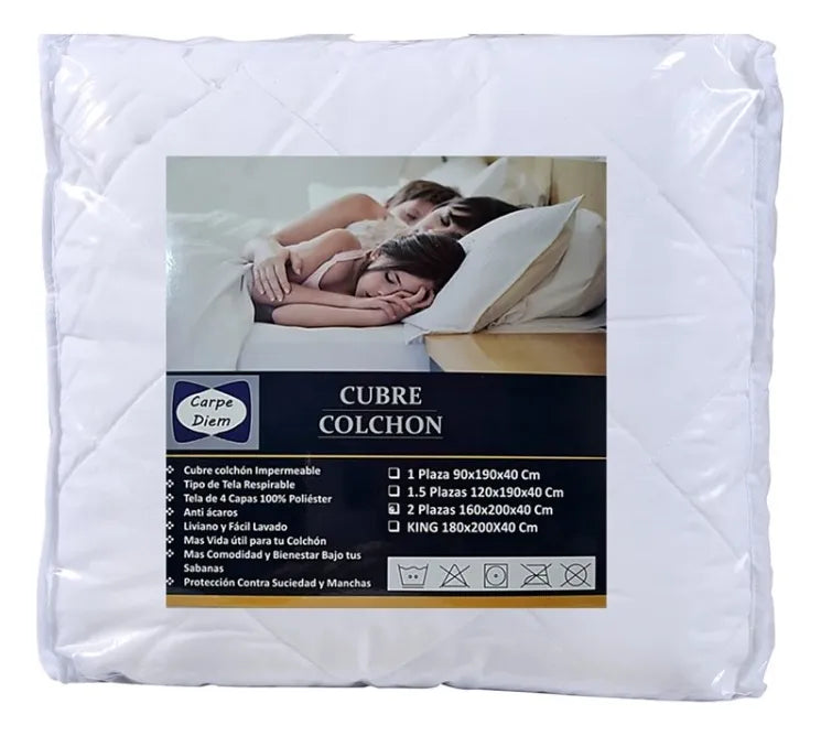 Cubre Colchón Impermeable King Hipoalergénico 180x200x40 Cm