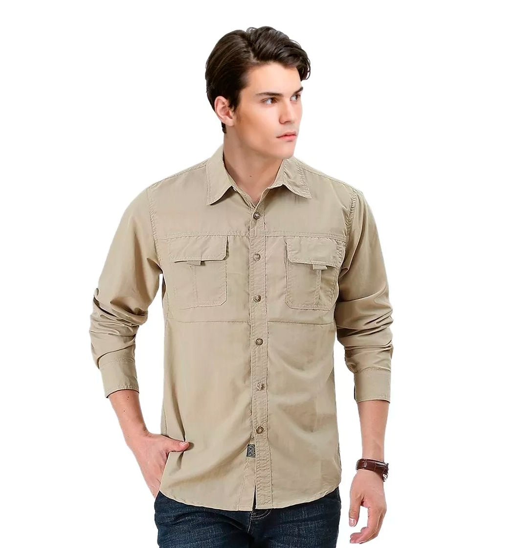 Camisa Verano Hombre Secado Rápido Manga Larga Sección Fina