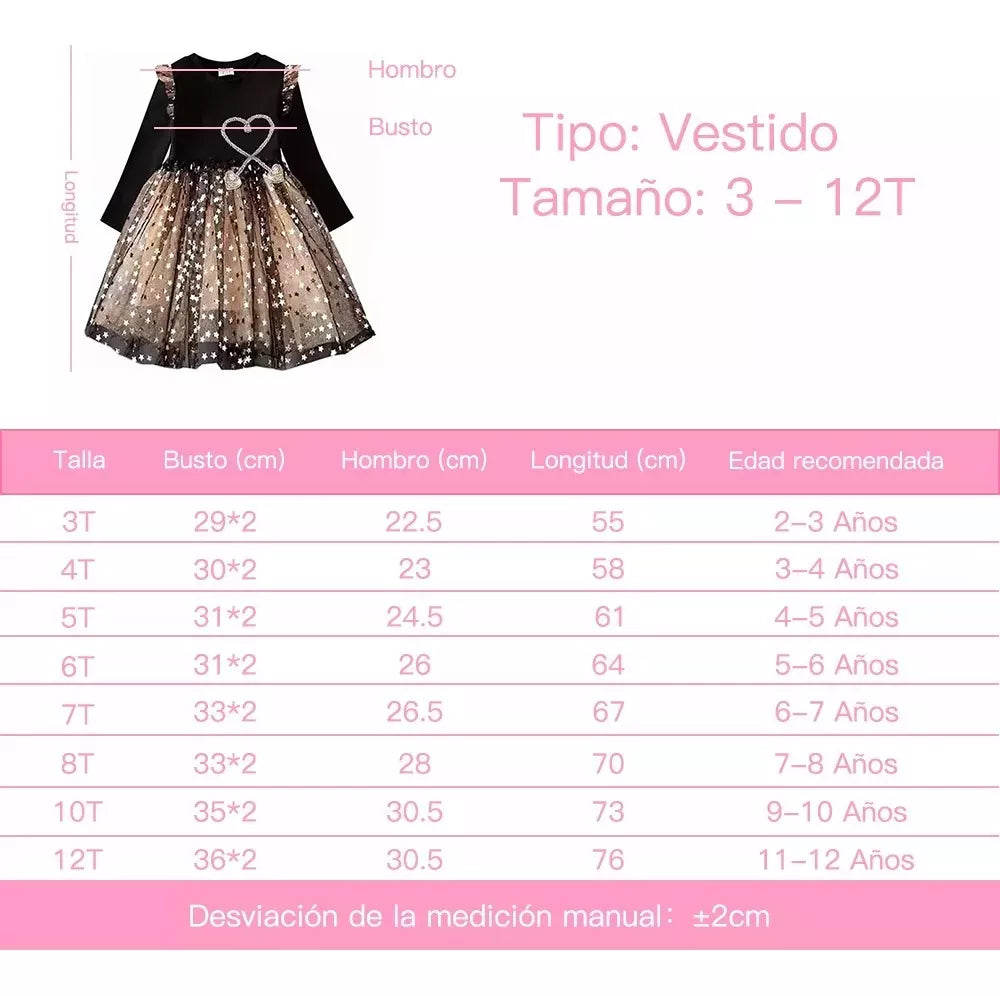 Vestido Manga Larga De Princesa A La Moda Para Niña