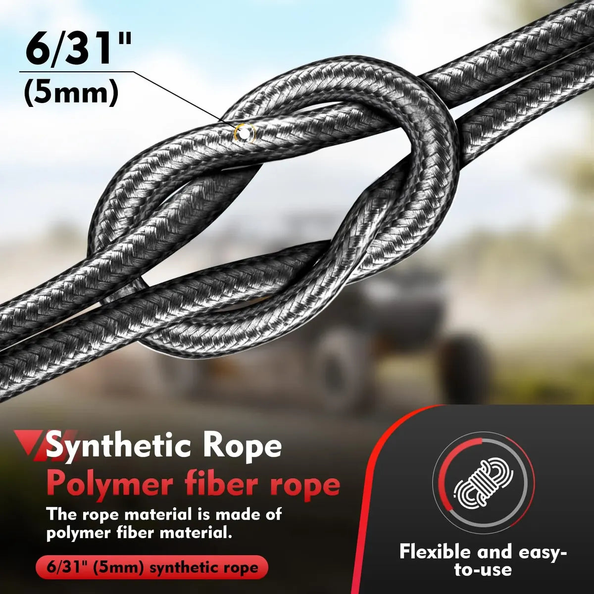 Winche Portátil Lonsge para Taladro 1.000 lb con Cuerda Sintética de 12,2 m