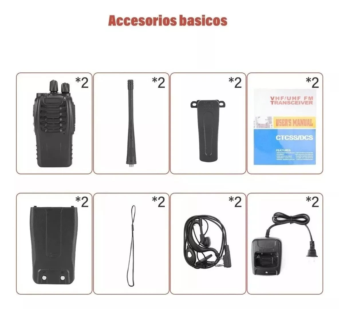 Radio Walkie Talkie Baofeng Inalámbrica C/manos Libres, 2 Pz Bandas de frecuencia 3