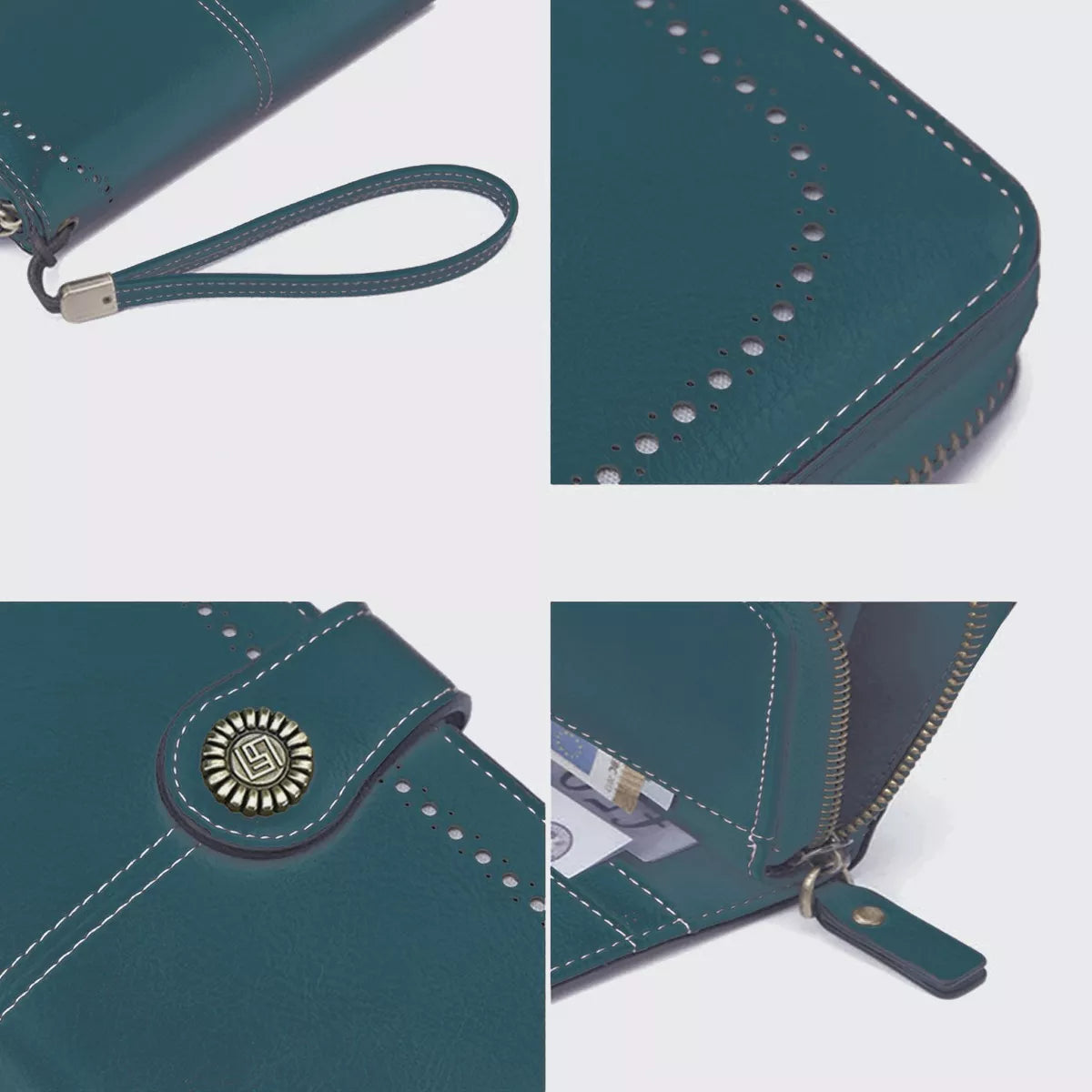 Billetera Cartera De Cuero Para Mujer Tarjetero De Gran Capacidad