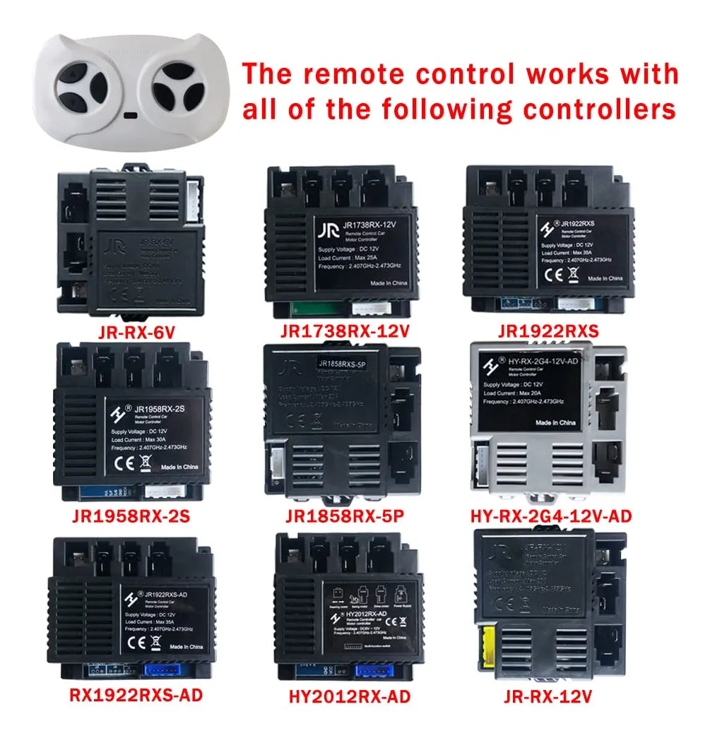 Control Remoto POLYNX JR1602FCC 2.4 GHz Bluetooth para Auto Eléctrico Infantil Power Wheels