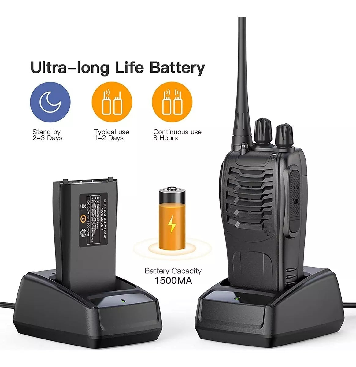 Radio Walkie Talkie Baofeng Inalámbrica C/manos Libres, 2 Pz Bandas de frecuencia 3
