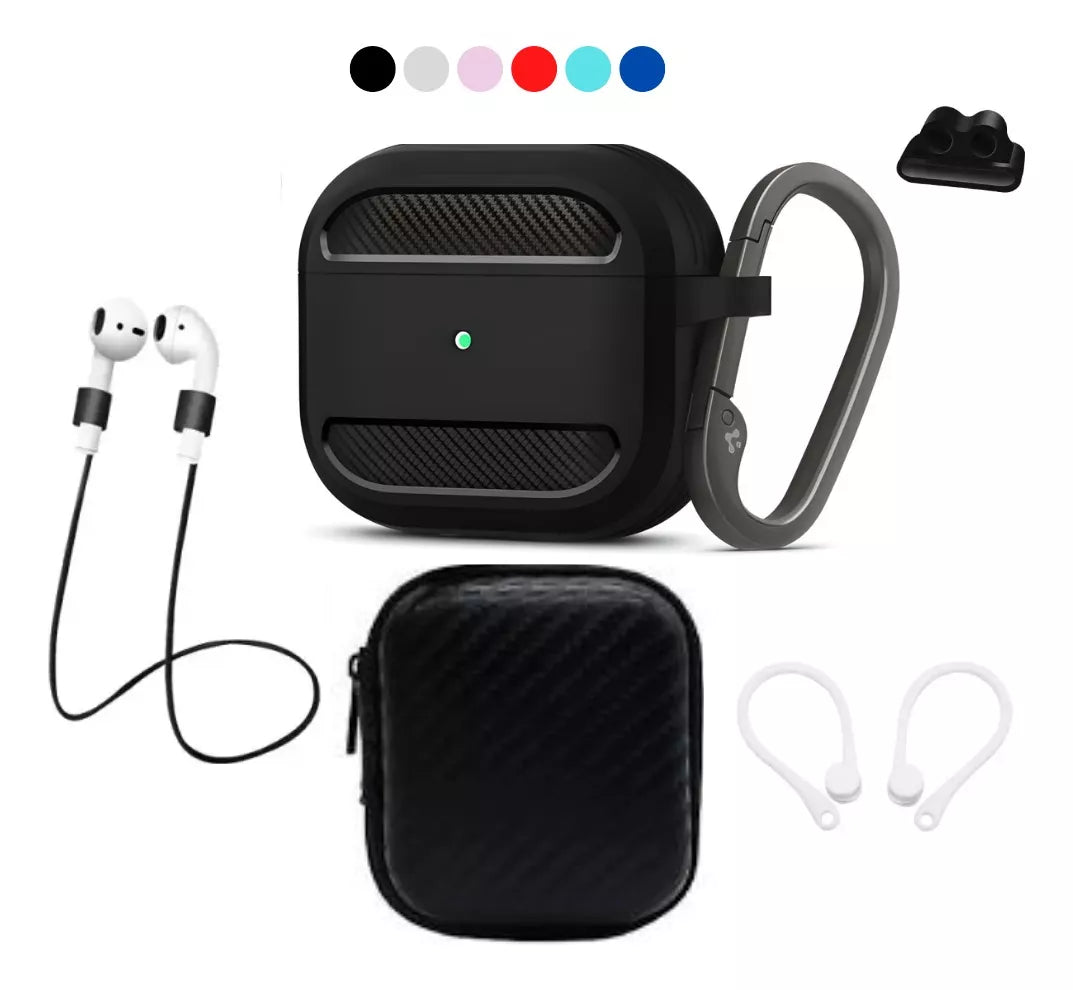 Funda Silicona Rigida Wiwu Para AirPods 3 Gen + 6 Accesorios