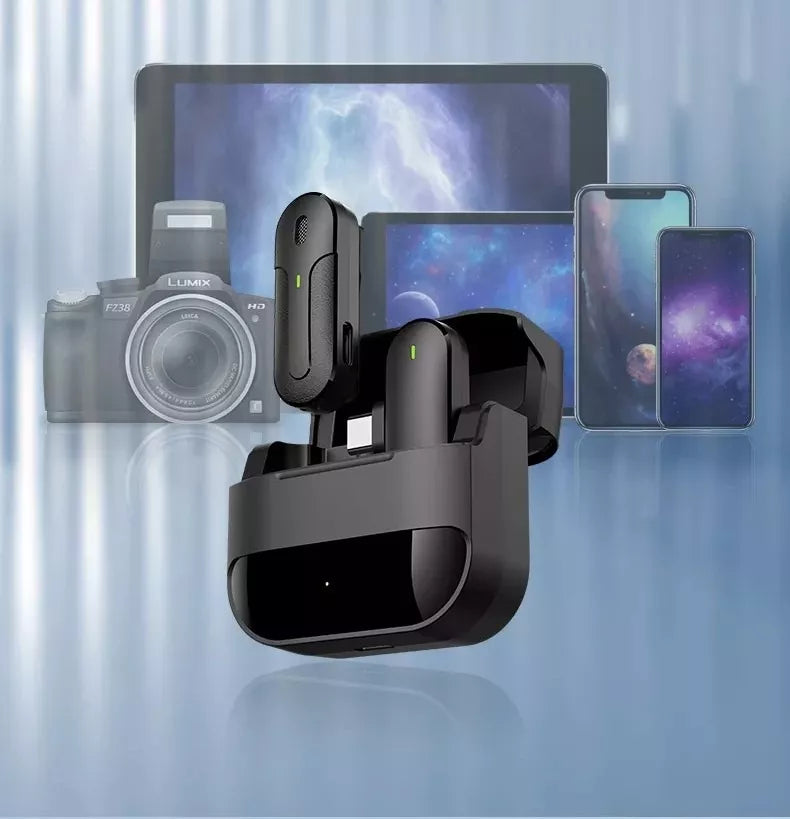 Micrófonos Inalámbricos Solapa Lavalier Para iPhone iPad Color Negro