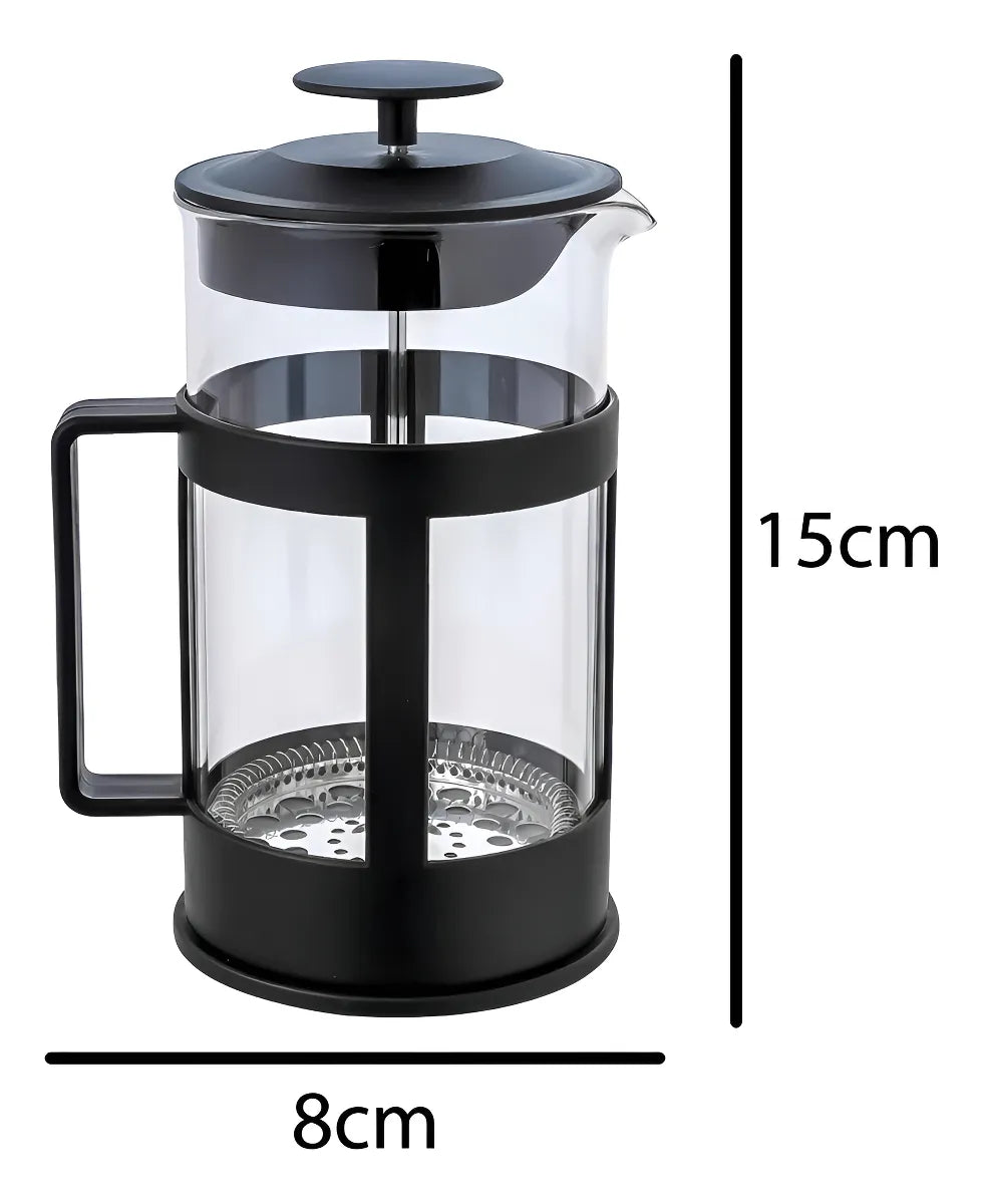 Prensa Francesa Cafetera Manual 600 Ml Glass Cafetiere Color Negro