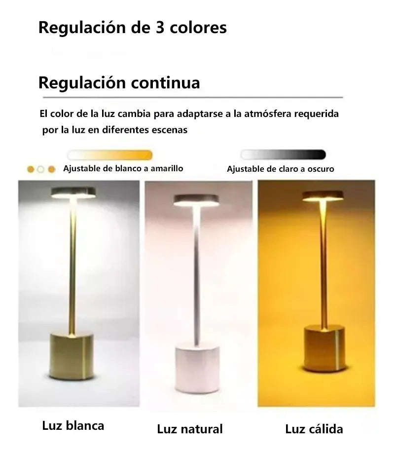 Lámpara De Mesa Recargable / lámpara Inalámbrica Color Oro