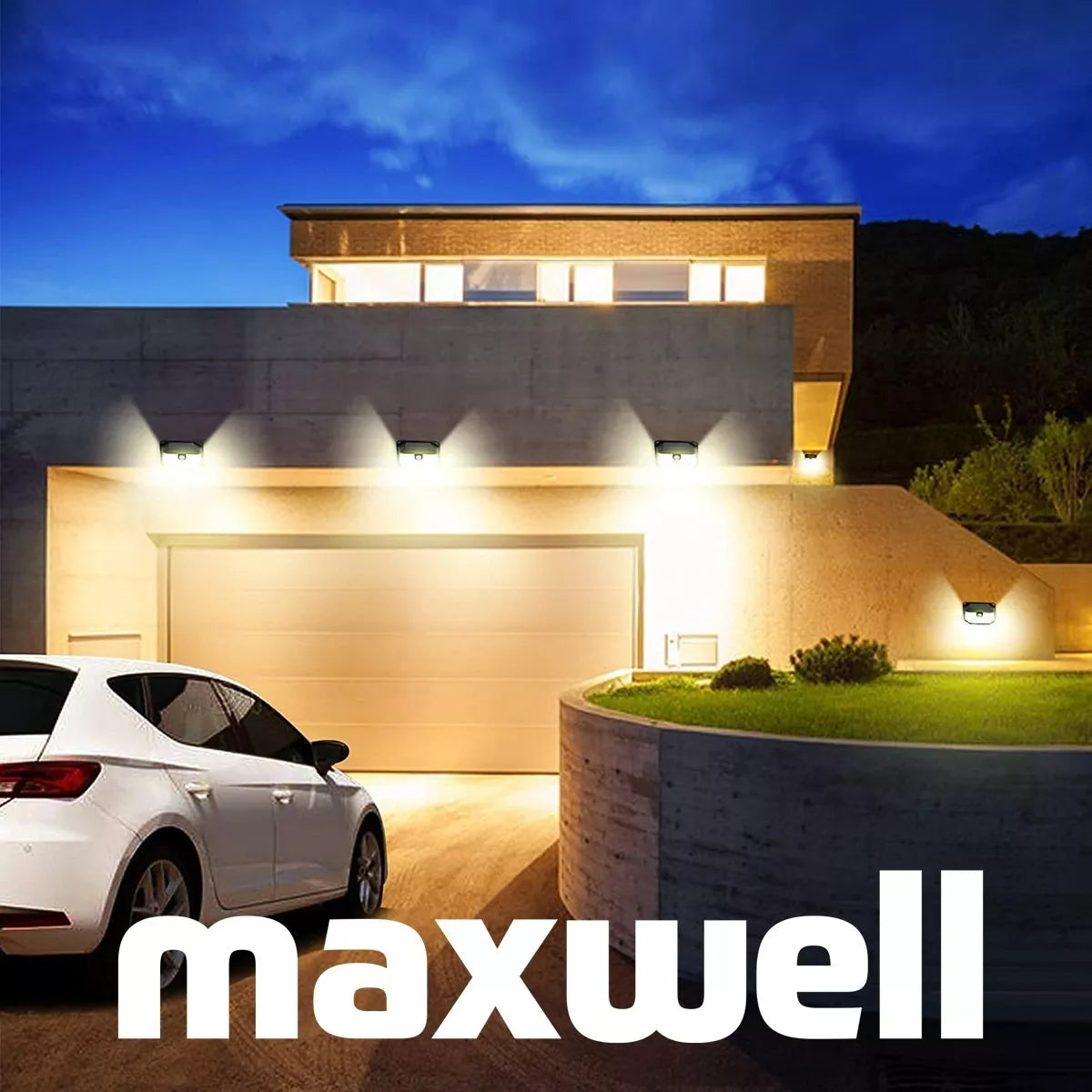 Foco Solar Maxwell 178 Led Exterior Pared Unitario + Sensor Luz fria