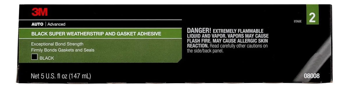 3M Black Super Weatherstrip Adhesive 08008 147,87 ml – Adhesivo para Burletes y Juntas Automotrices