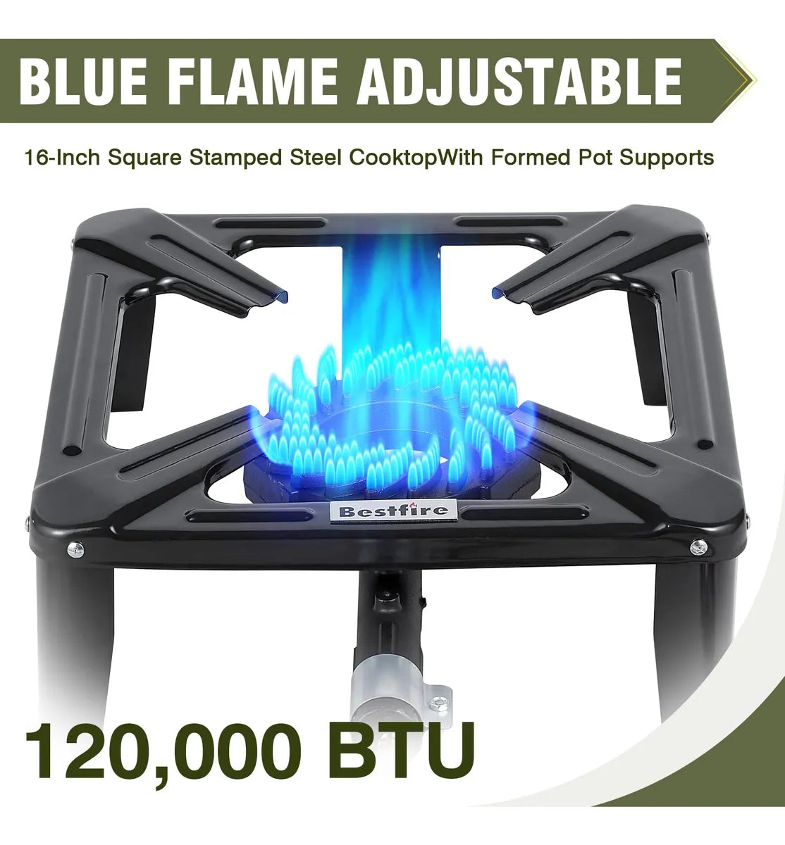 Quemador de propano Bestfire de alta presión de 120.000 Btu con manguera
