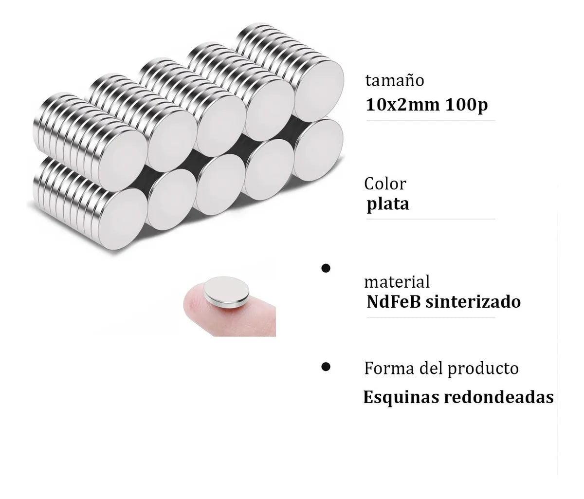 Iman Neodimio 100 Unidad 10 X 2 Mm Super Fuerte
