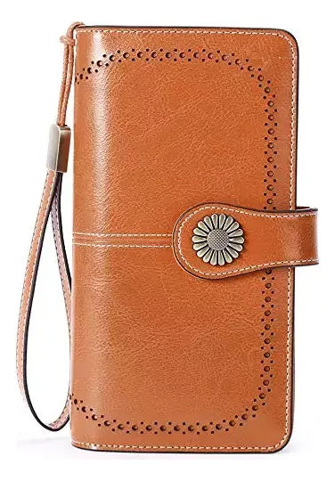 Billetera Cartera De Cuero Para Mujer Tarjetero De Gran Capacidad