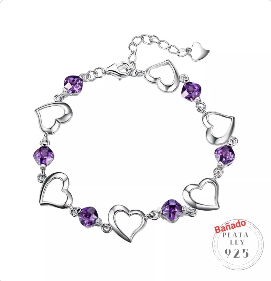 Reloj Analogo Stitch + Pulsera Baño Plata 925 Lila Dorado Blanco Con Diseño