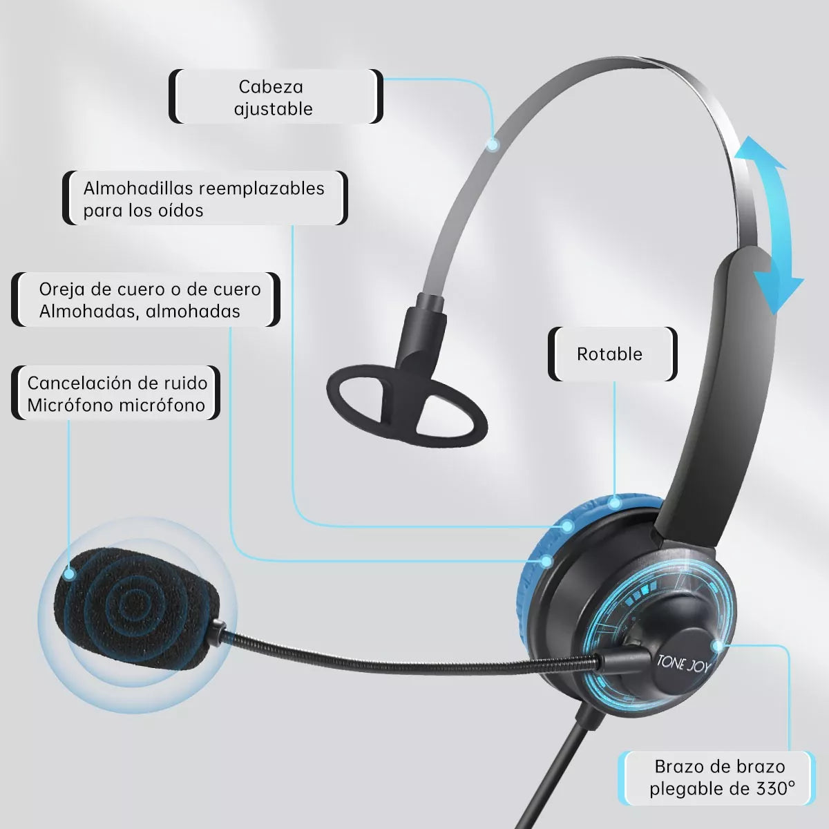 Tonejoy Audífonos Diadema Para Profesional Servicio Cliente