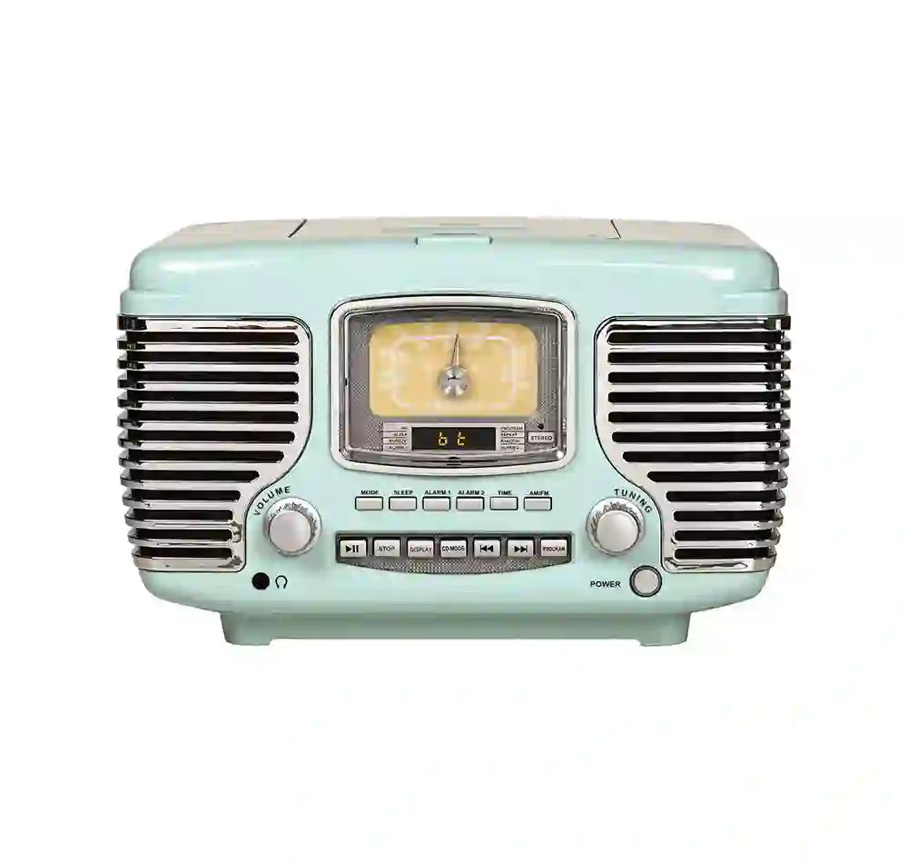 Radio de Mesa Crosley Corsair CR612B-AB Aqua Blue – AM/FM, CD y Bluetooth 120V
