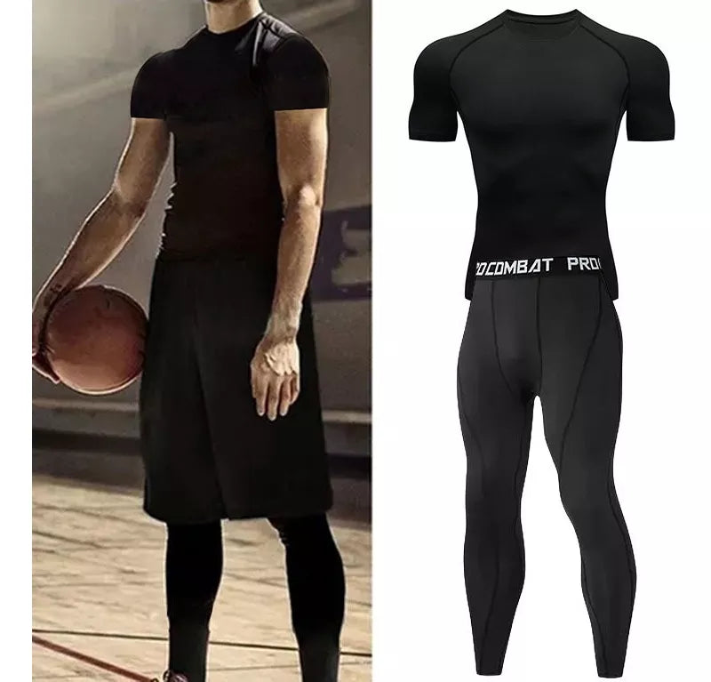 Pantalón Licra + Playera De Compresión Conjunto Gym 2pcs