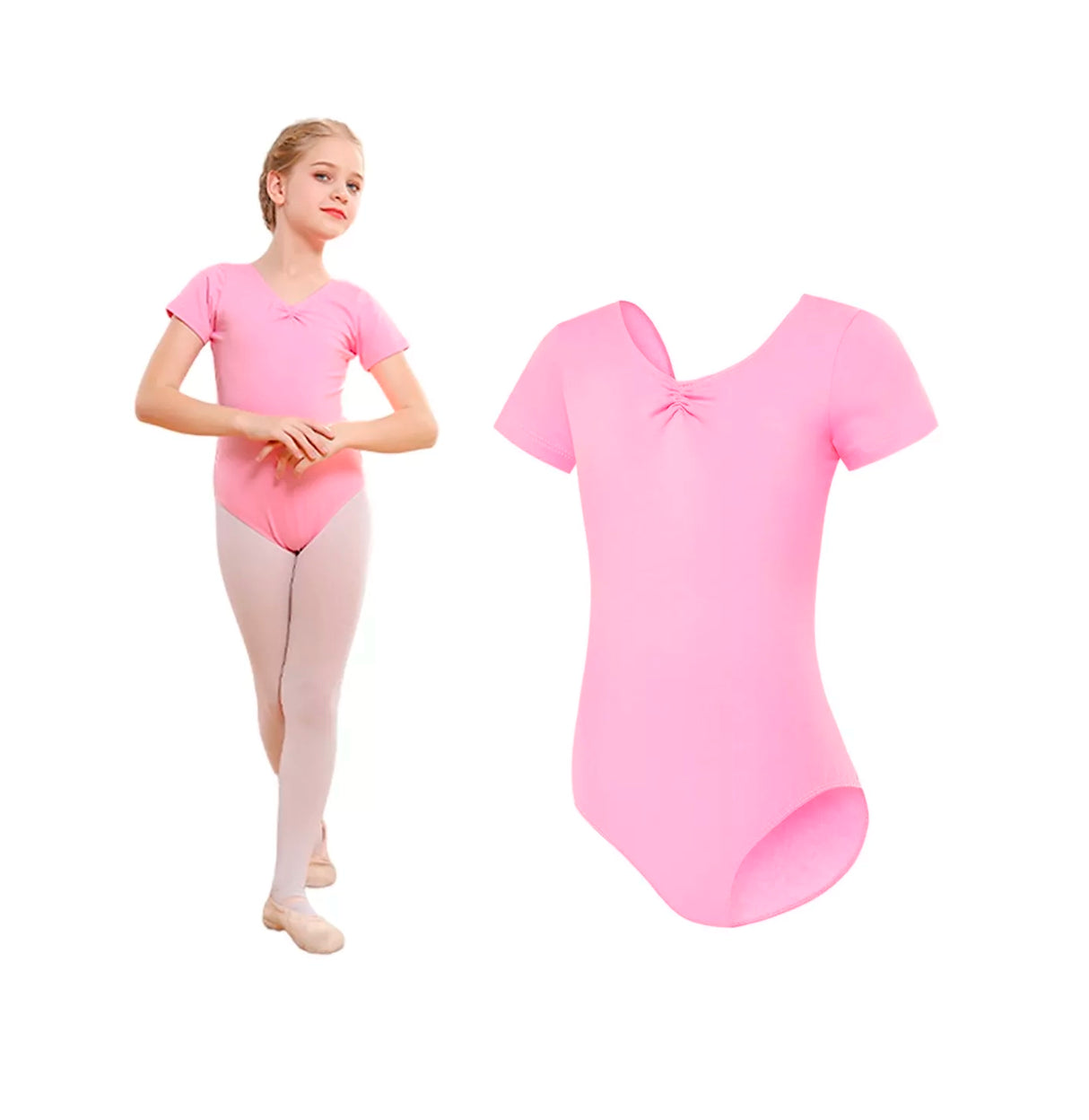 Mallas Ballet Color Adulta Niña Manga Corta Danza
