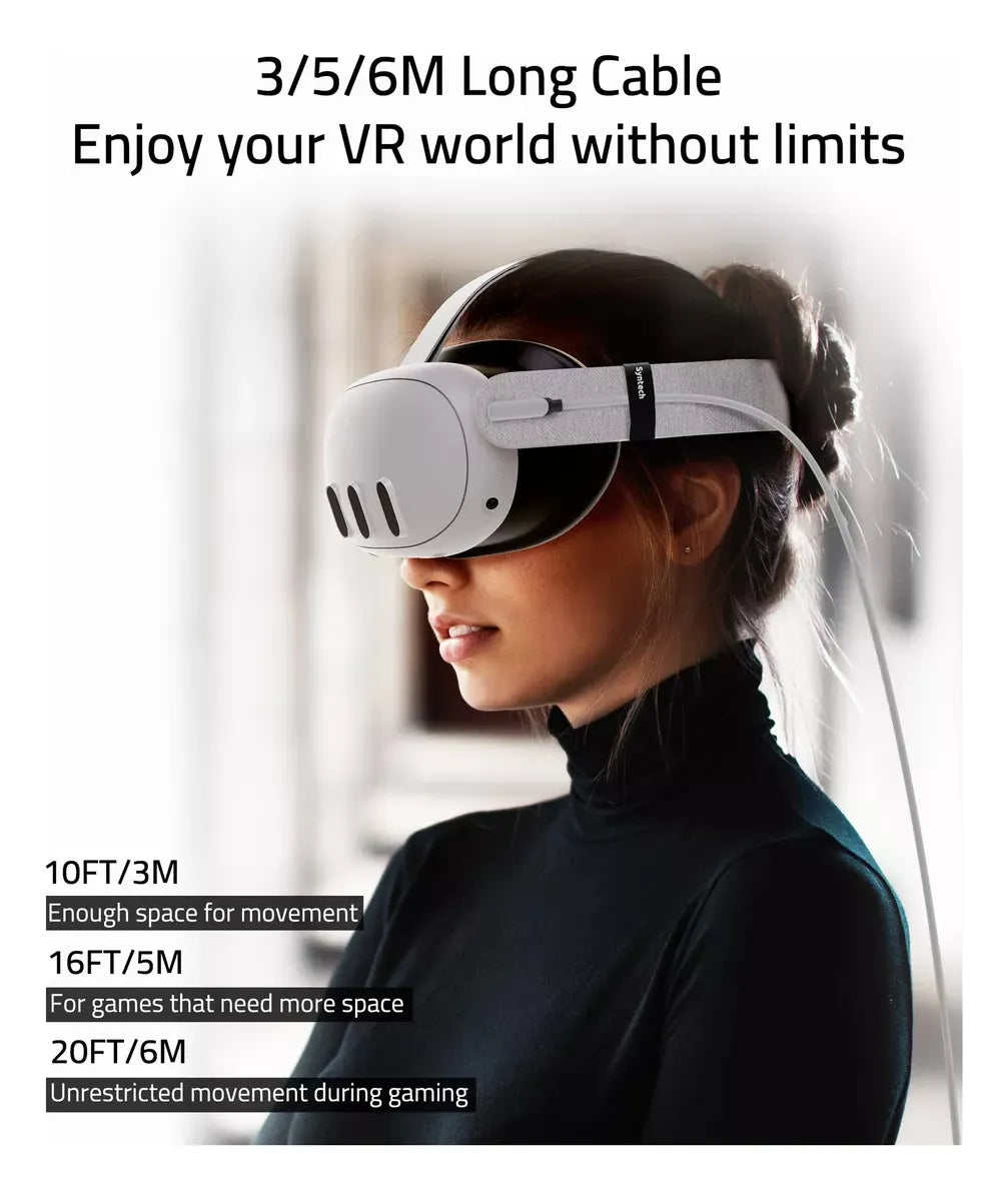 Link Cable 20 FT Compatible with Oculus/Meta Quest 3/Meta Quest2/Pro/Pico 4/Ultra Accessories and Pc/Steamvr, High Speed PC Data Transfer, USB 3.0 to USB C Cable for VR Headset
