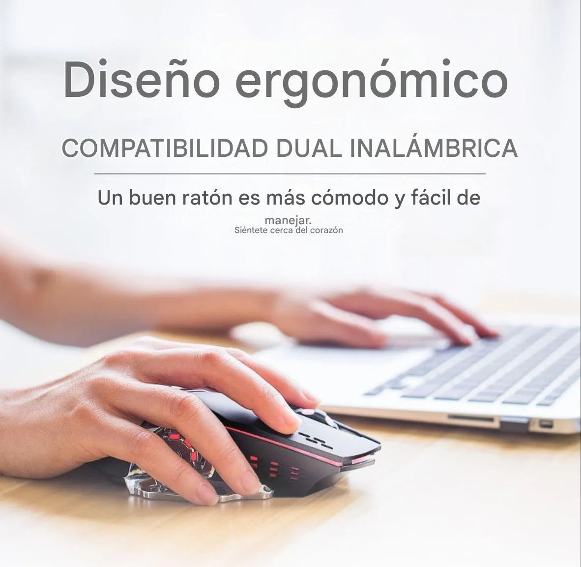 Mouse Gamer Inalámbrico Silencioso Y Recargable Con Luz Led