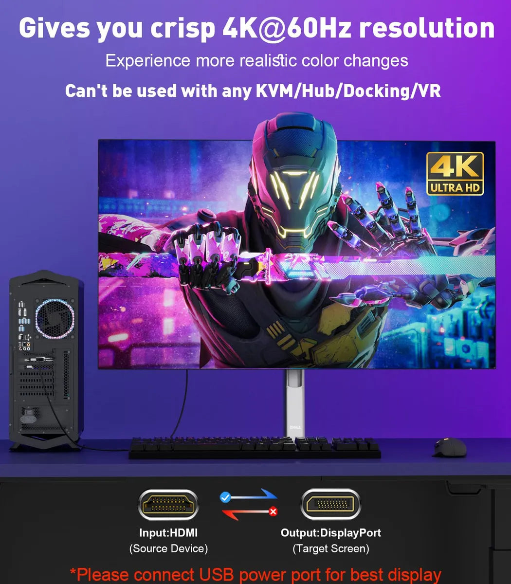 Adaptador HDMI a DisplayPort Thandble 4K a 60 Hz para portátiles