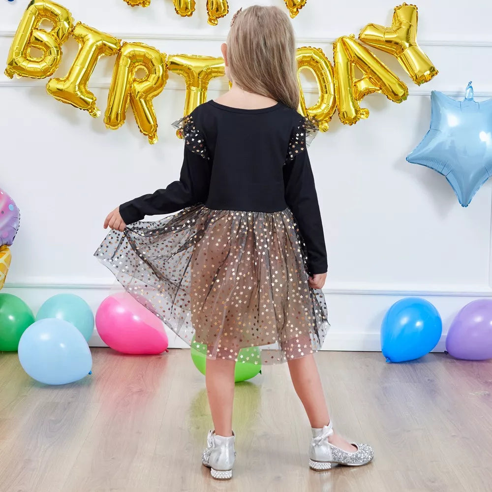 Vestido Manga Larga De Princesa A La Moda Para Niña