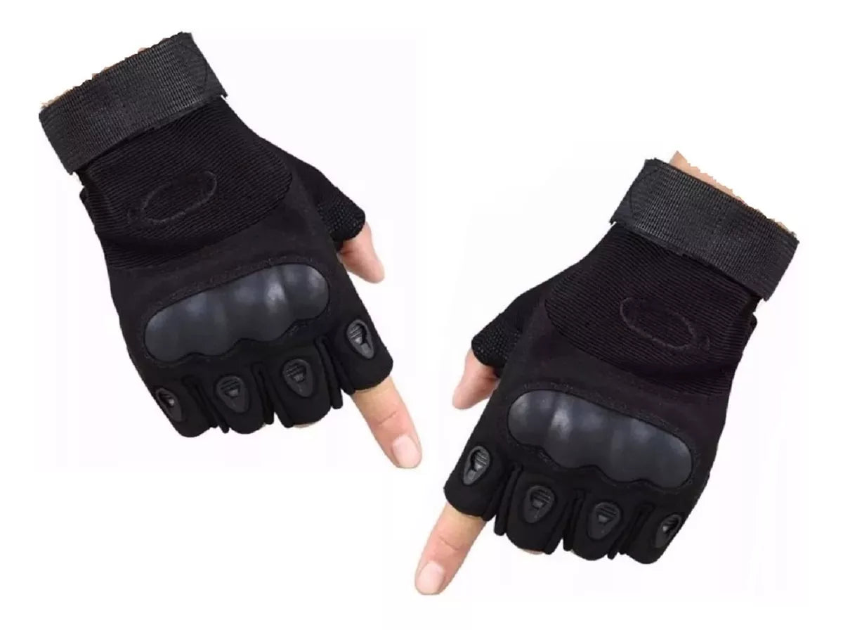 Guantes Tacticos Medio Dedo Airsoft Indumentaria Royal Negros