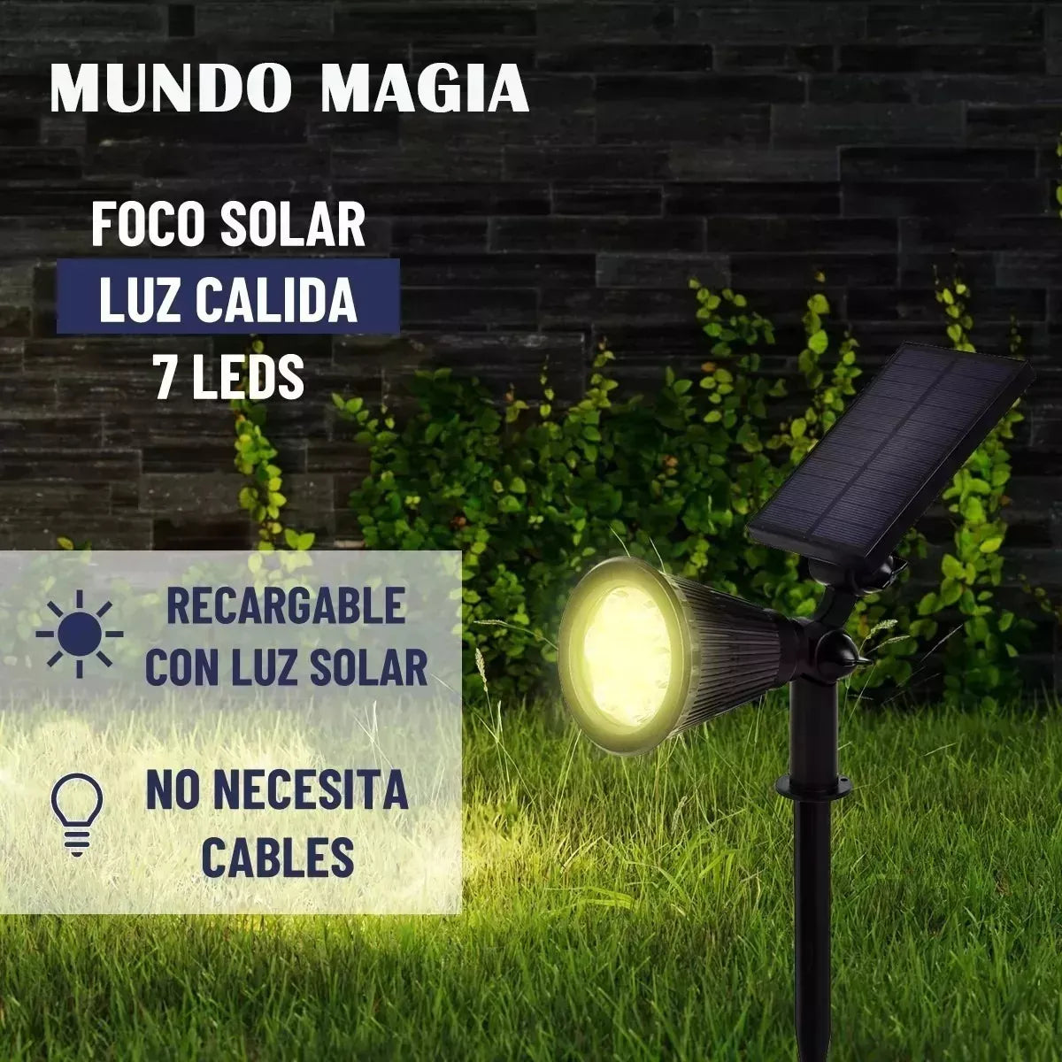 Estaca Solar Jardin Foco Led Impermeable Luz Calida 1