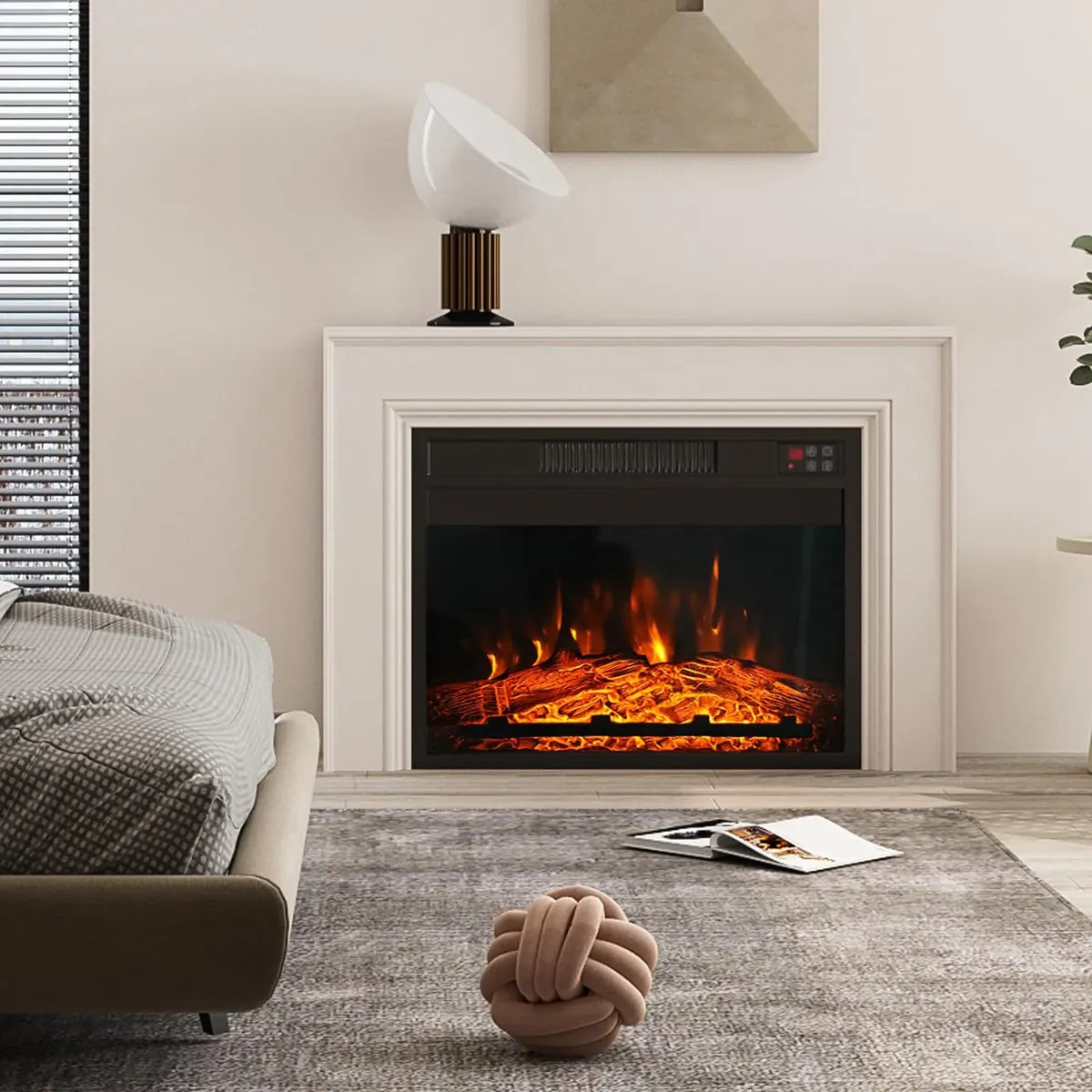 Inserto para Chimenea Eléctrica 18" con Control Remoto | Efecto Llama LED | Empotrable 120V