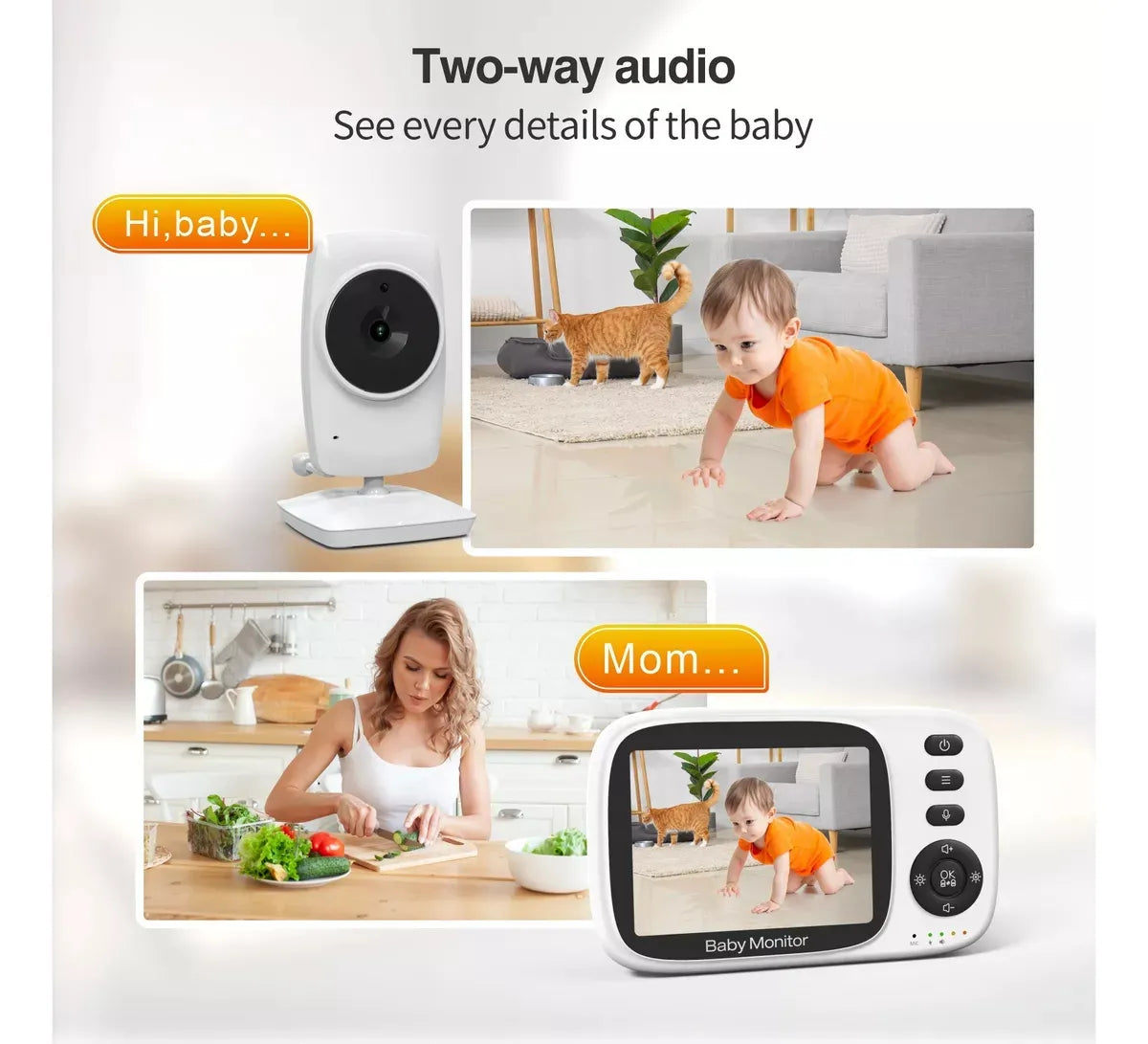 Monitor De Video Para Bebés Con Cámara De Visión Nocturna