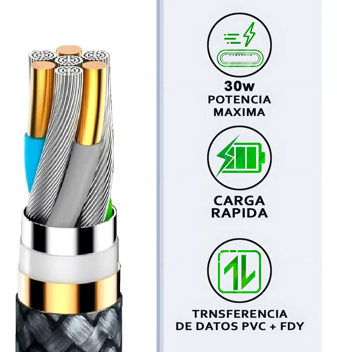 Cable Carga Usb C Para Lightning No Mfi Pd 30w 1 M - Cofolk Color Negro