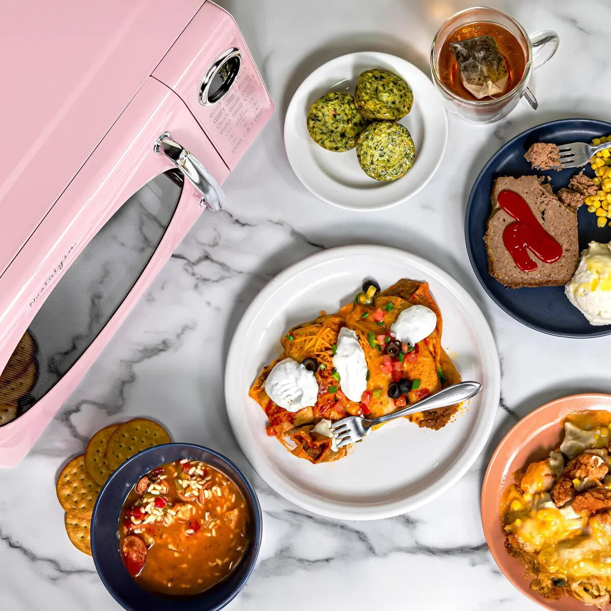 Microondas Nostalgia Retro 20l 800w Rosa Digital 120V