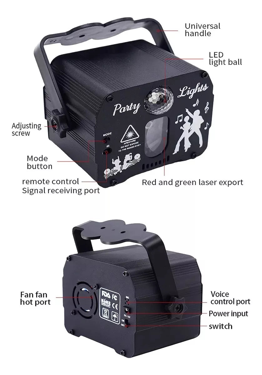 Luces Mini Láser Con Magic Led Rgb - Rojo Y Verde - Fiestas En Casa