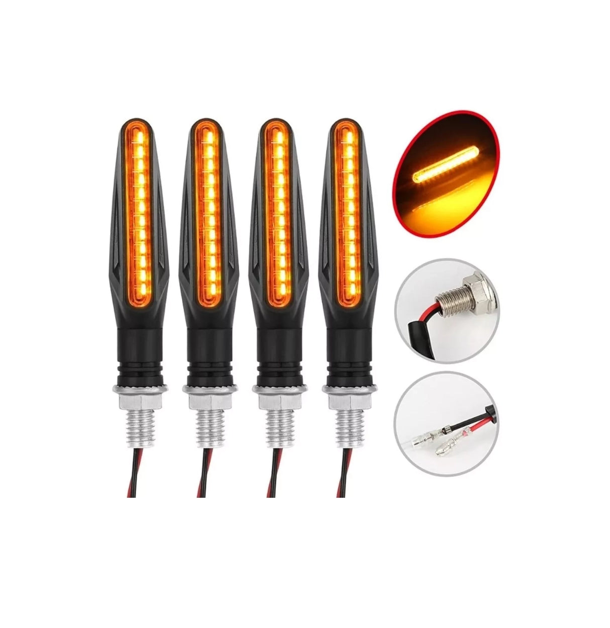 Intermitentes De Moto Secuencial Led Ámbar Pack X4 Unidades